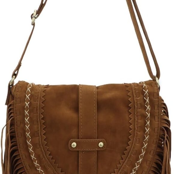 Handbags - Women Fringe Hobo Bag Retro Tassel Shoulder Bag Fringe Purse Suede Tassel Hippie